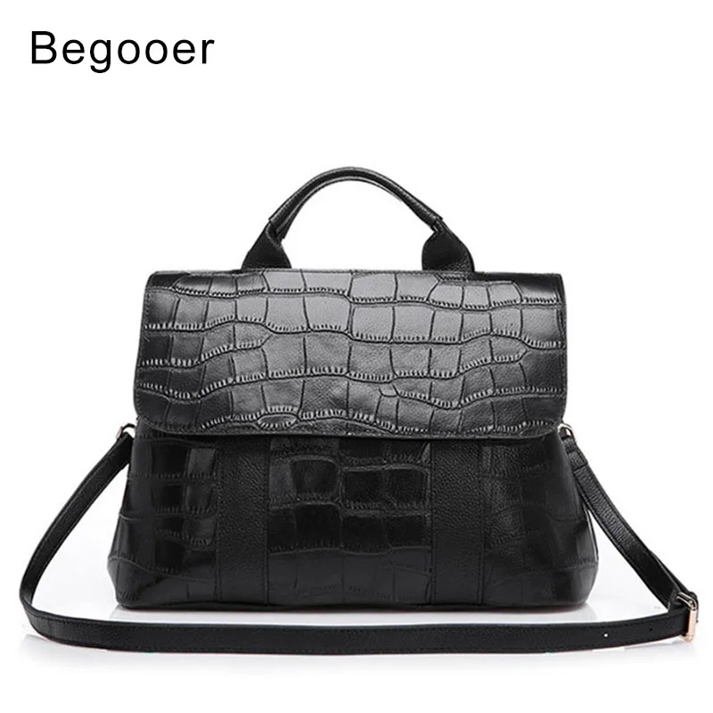

BEGOOER Luxury Handbags Women Bag Tote Genuine Leather Bag Bolsa Feminina Shoulder Bag Brand Women Leather Bag Stone Pattern