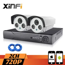 XINFI 2CH HDMI NVR System 720P HD outdoor waterproof Surveillance Camera System 1080P CCTV kit