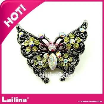 

Retro butterfly colorful rhinestone brooch garment decoration pin