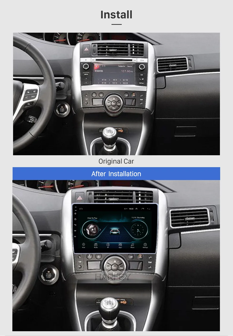 Discount Harfey Android 8.1 9" GPS Navigation Radio for Toyota Verso 2011-2016 with WIFI Bluetooth AUX support Carplay Digital TV SWC 1