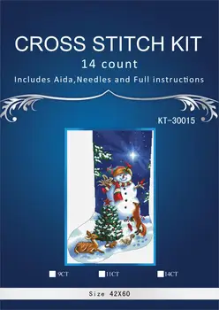 

Christmas sock dim08640 Similar DMC thread Handmade Counted Cross Stitch Needlework Set Embroidery Kit Home Decoration