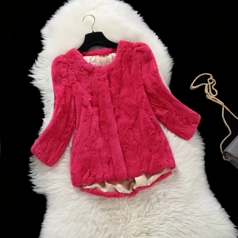 

Fashion design real rex rabbit fur jackets ladies short O neck fur coat outerwear 2017 autumn and winter TD8205
