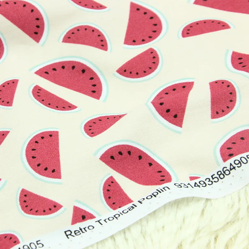 

half meter 100% cotton poplin fruit watermelon print fabric, handmade DIY bag garment shirt cloth A843