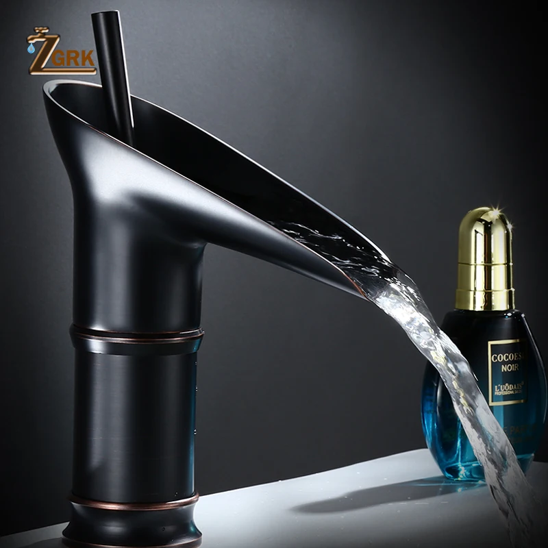 ZGRK BathroomFaucets Faucet Elegant Kitchen Black Ceramics Sink Faucet Single Handle Hot And Cold W - 32913341964