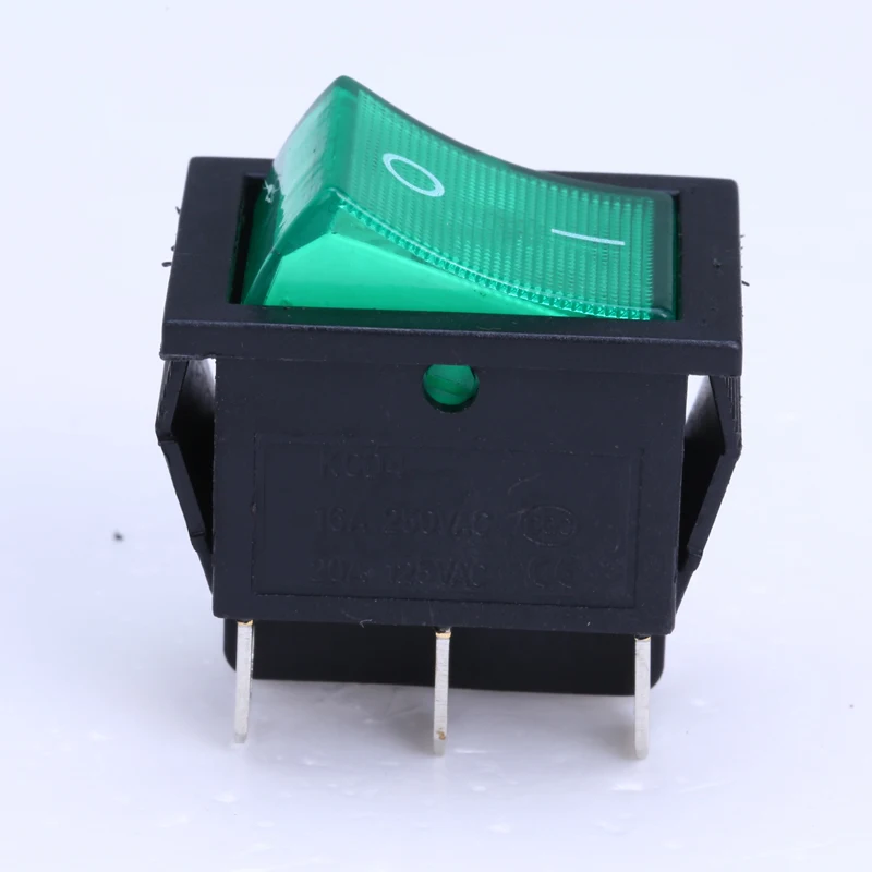 Горячая распродажа 10 шт./лот KCD4-202N перекидной клавишный выключатель 6 Pin ВКЛ-ВЫКЛ с красным светом или зеленый свет 16A 250VAC
