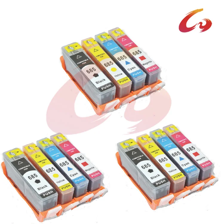 12 X pcs inkjet Ink Cartridges For hp685 hp 685 work on Deskjet 3525 4615 4625 5525 6525 printer