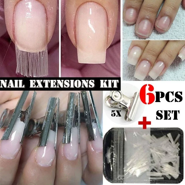 

6Pcs/set Fiberglass for Nail Extension Fibernails Acrylic Tips Manicure Salon Tool Curvature Clips nail tips nail art lot