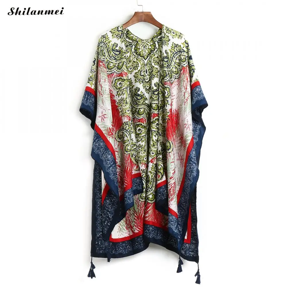 Bohemian Irregular Printed Kimono Cardigan Beachwear 2018 Summer Women Blusas Retro Loose Blouse Shirts Long Outerwear 10 Style Blouses