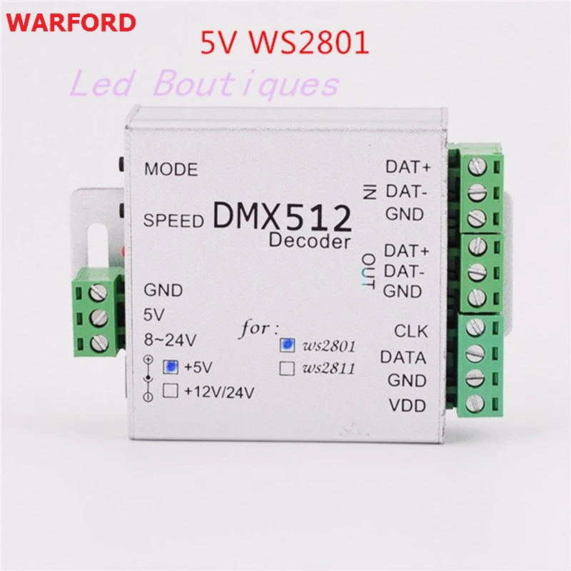 

best price DMX Controller WS2811 DC5V 12V DMX Pixel LED Module Strip light SPI Converter RGB dmx512 Controller decoder