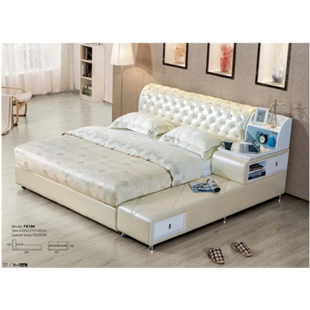

0402 Modern luxury royal leather bed designs