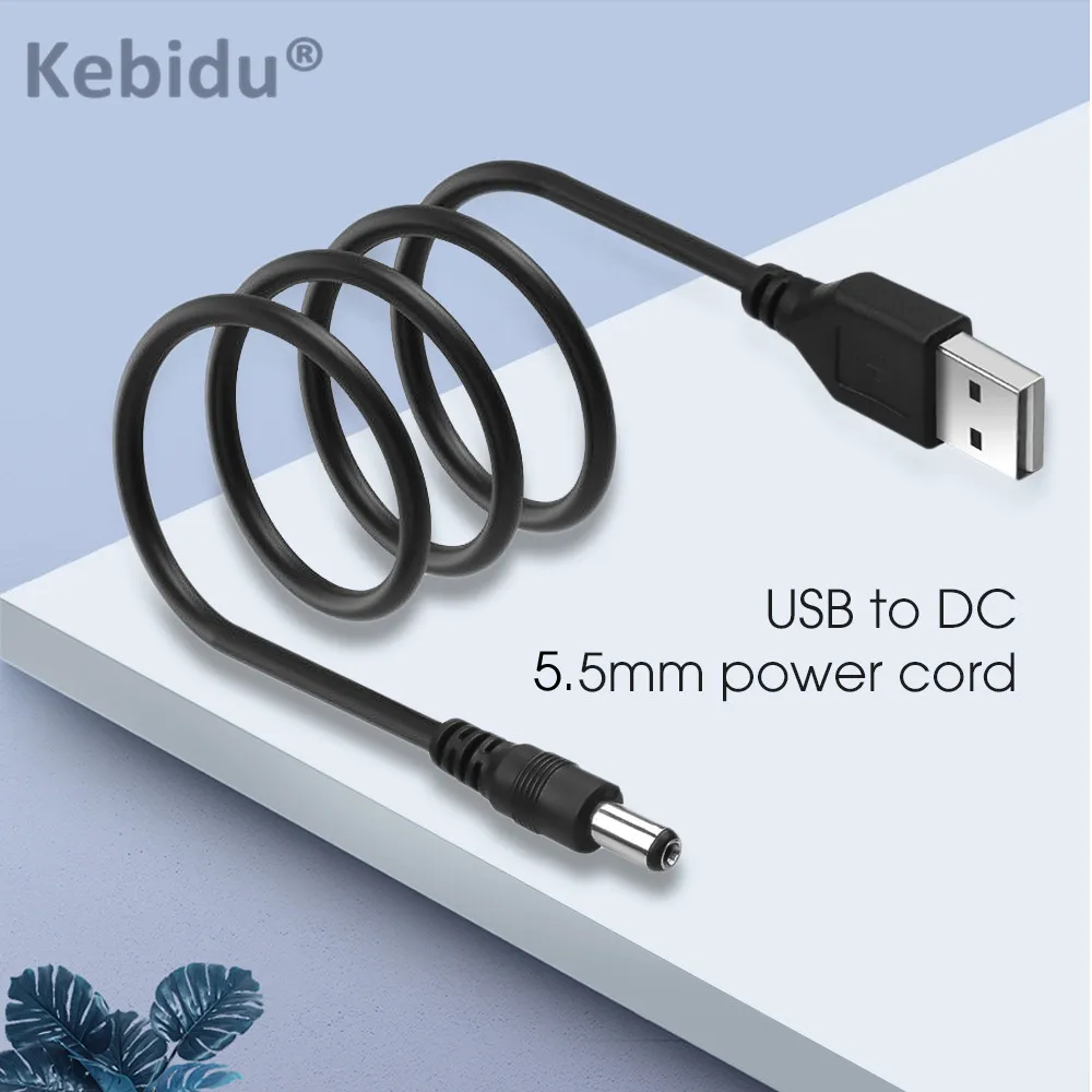 Kebidu 1 шт. USB порт на 5 5x2 мм в постоянного тока разъем для кабеля питания черный