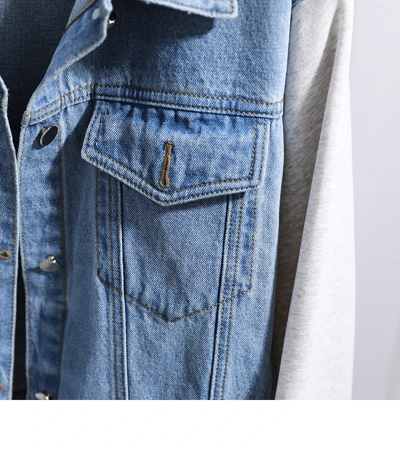 Осенние женские Лоскутные свободные BF Модная Джинсовая Куртка однобортный винтажные джинсы, Куртка Harajuku BF Женское пальто