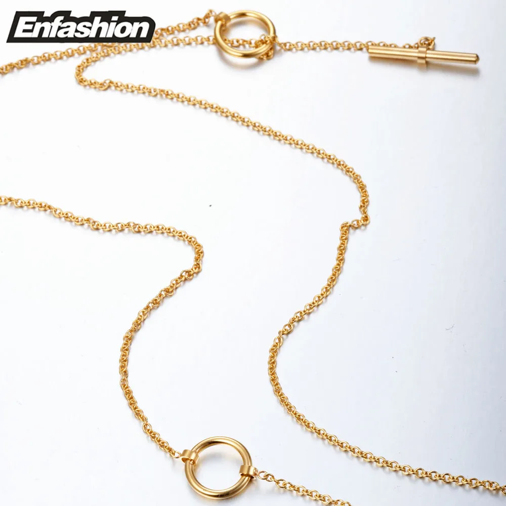 Comprar Collares colgantes de nudos clásicos enmodernos collar de gargantilla de acero inoxidable de color dorado para mujer