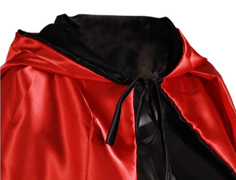 Хэллоуин Черный Красный Косплей Костюм театральный реквизит смерти Толстовка плащ дьявола мантия AB носить длинный палантин взрослых с капюшоном накидка красный