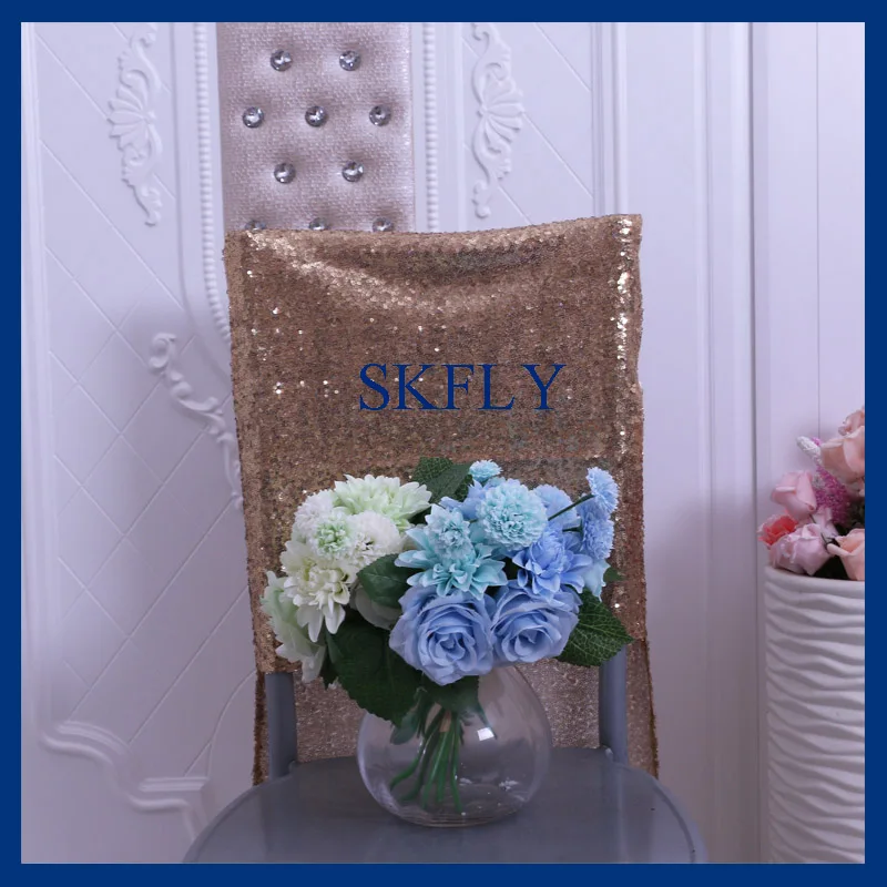CH004T cheap nice party universal wedding antique gold sequin chair cover