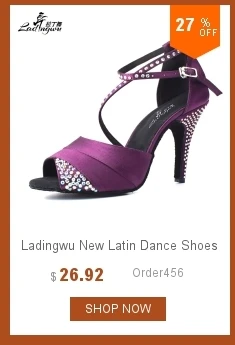 Ladingwu/женские туфли для латинских танцев, закрытые туфли для сальсы, туфли для бальных танцев, женские туфли с мягкой подошвой, туфли для танцев с золотыми стразами
