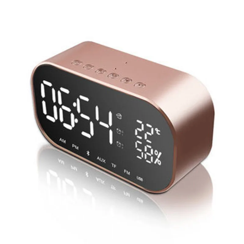 

S2 Portable Bluetooth Speaker Support Temperature LCD Display FM Radio Alarm Clock Wireless Stereo Subwoofer Music Player