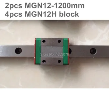 

Linear guide MGN12 miniature linear rail slide 2pcs MGN12- 1200mm linear rail guide +4pcs MGN12H carriage for cnc parts