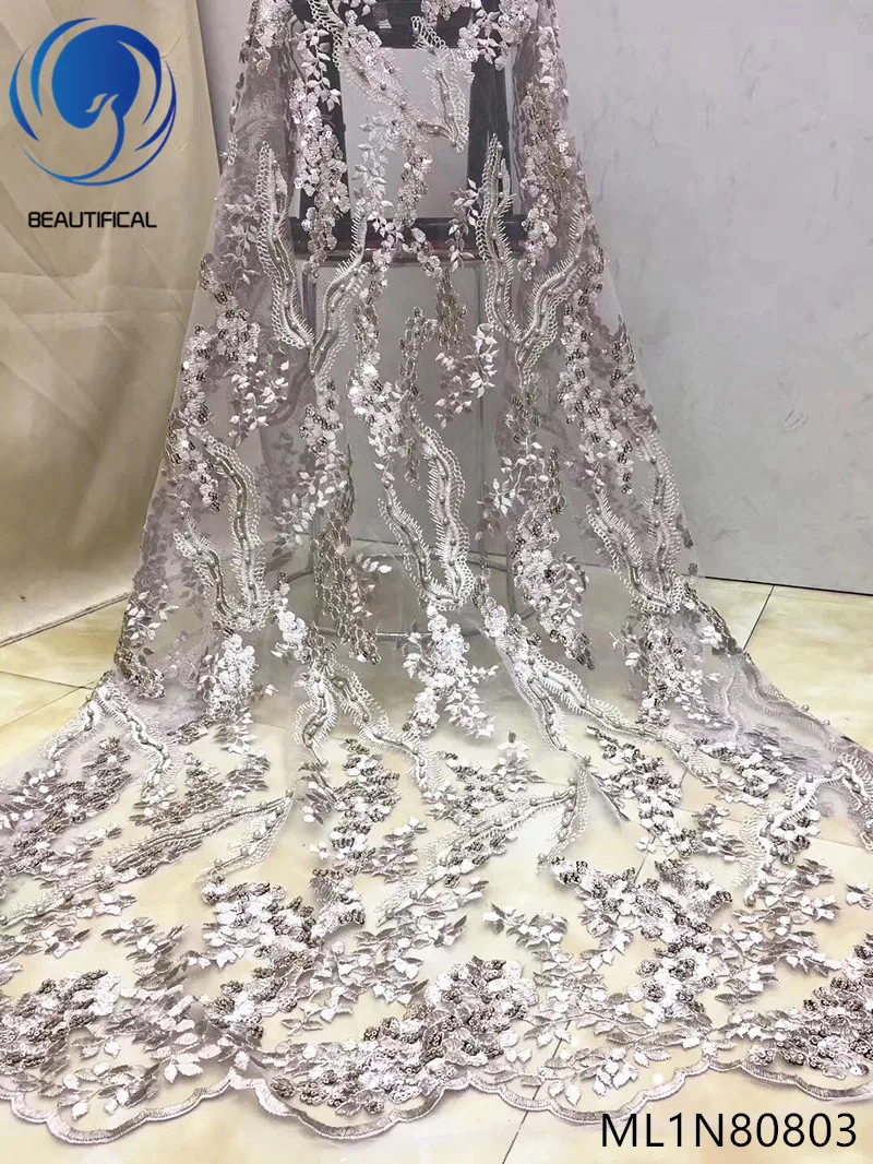 

Beautifical african lace fabric 2019 latest lace fabrics high quality lace nigerian lace fabrics 5 yards/lot top quality ML1N808