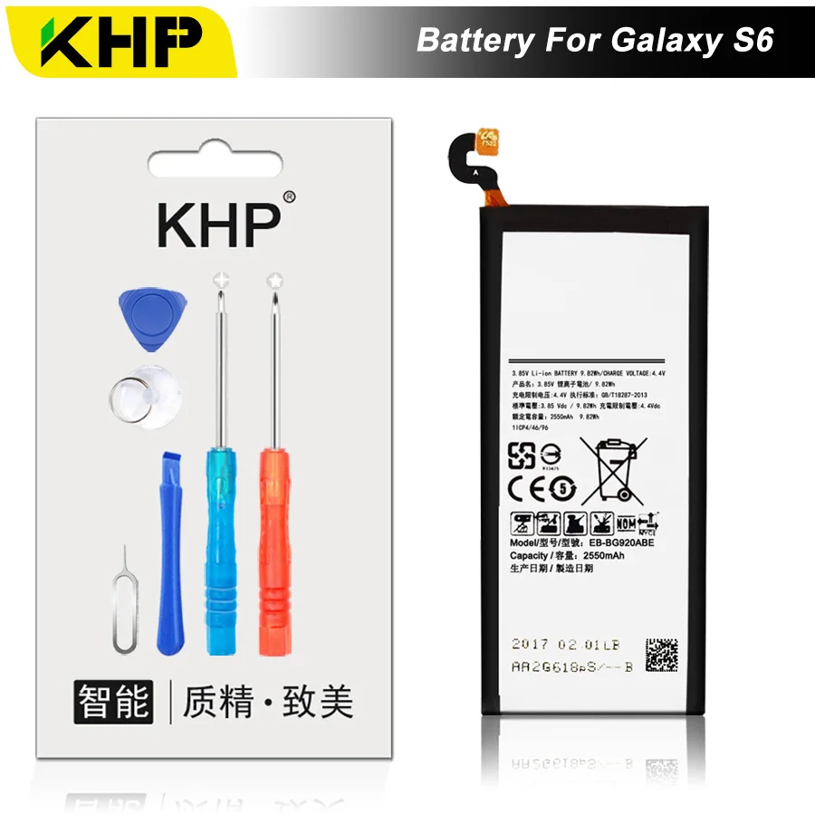 

NEW 2019 100% Original KHP EB-BG920ABE Phone Battery For Samsung Galaxy S6 G920 G9200 G920F Battery Replacement Mobile Battery