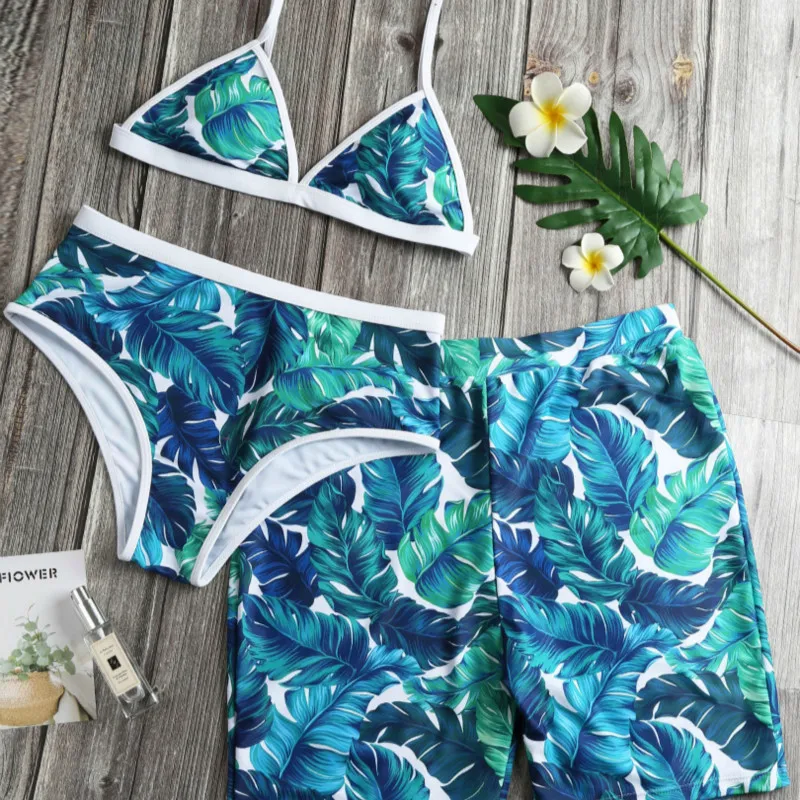 

Family Matching Swimwear Women Bikini 2pcs Men Trunks Swimsuiuts