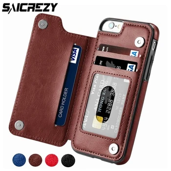 

Retro PU Leather Case For iPhone X Xr Xs Max Card Slot Holder Cover For Samsung S10E S8 S9 S10 Plus S7 Edge Note 8 9 Back Capa