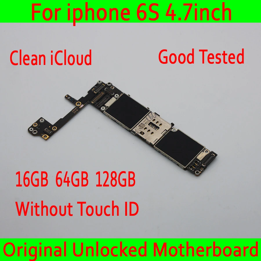 

For iphone 6S 4.7inch Motherboard Original unlocked Logicboard 16GB 64GB 128GB MB Plate for iphone 6S Mainboard without Touch ID