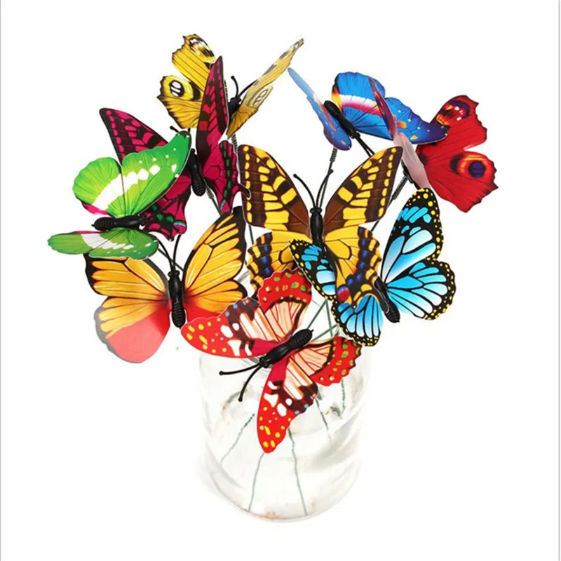 50 X New Style Colorful Flowerpot Decor Garden Decoration Butterfly Ornaments