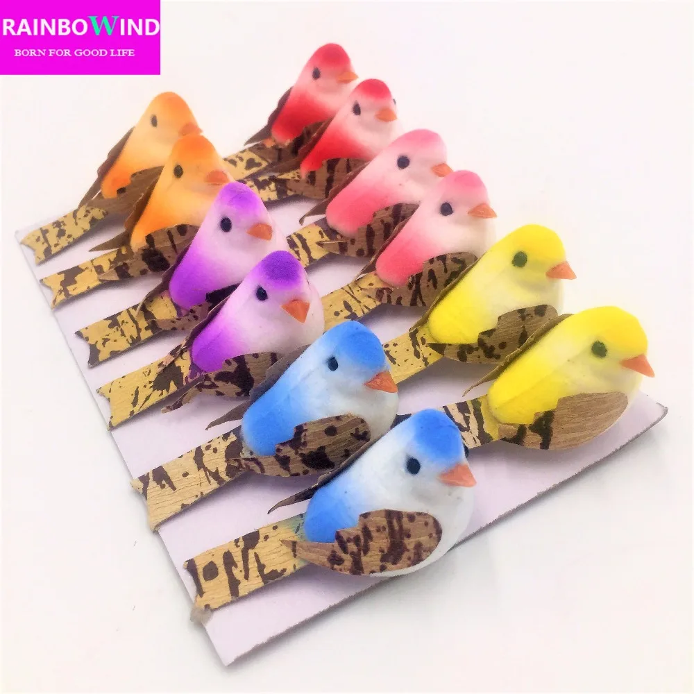 

12pcs/bag Artificial little bird PU artificial Real touch bird For Home Wedding decorative flowers & wreaths