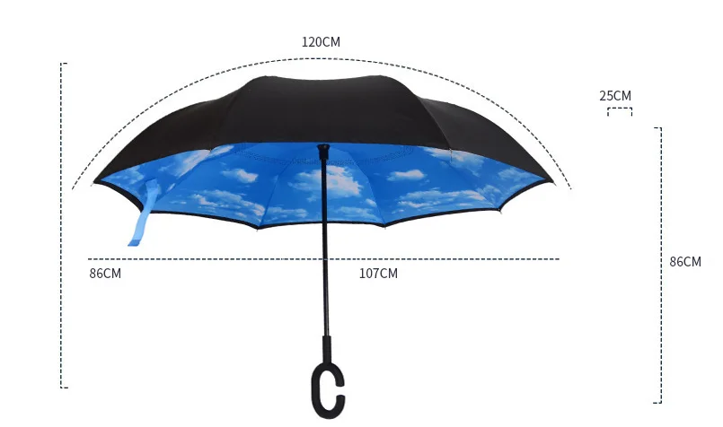 Двойной слой перевернутый ветрозащитный дождь автомобиля зонты для женщин складной обратный зонтик
