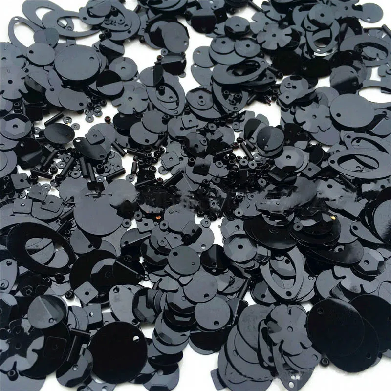 Black Разноцветные Пластиковые свободные блестки Случайные Смешанные ПВХ блестки для платья дома вечерние свадебные украшения блестки стеклянные бусины труба пятно - Цвет: Black