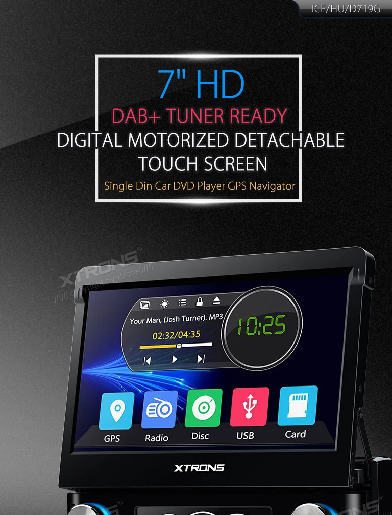 Clearance 7" Universal Single 1 One Din Car DVD GPS DAB+ Radio Touch Screen Colorized Detachable Panel Multimedia Bluetooth SD RDS Stereo 0