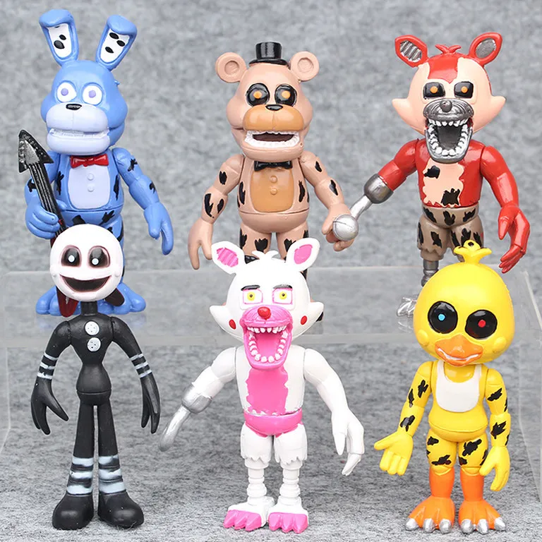 

6pcs/lot FNAF 10cm In Stock Five Nights At Freddy's 4 FNAF Foxy Chica Bonnie Freddy Action Figures Kid Toy Christmas Gifts