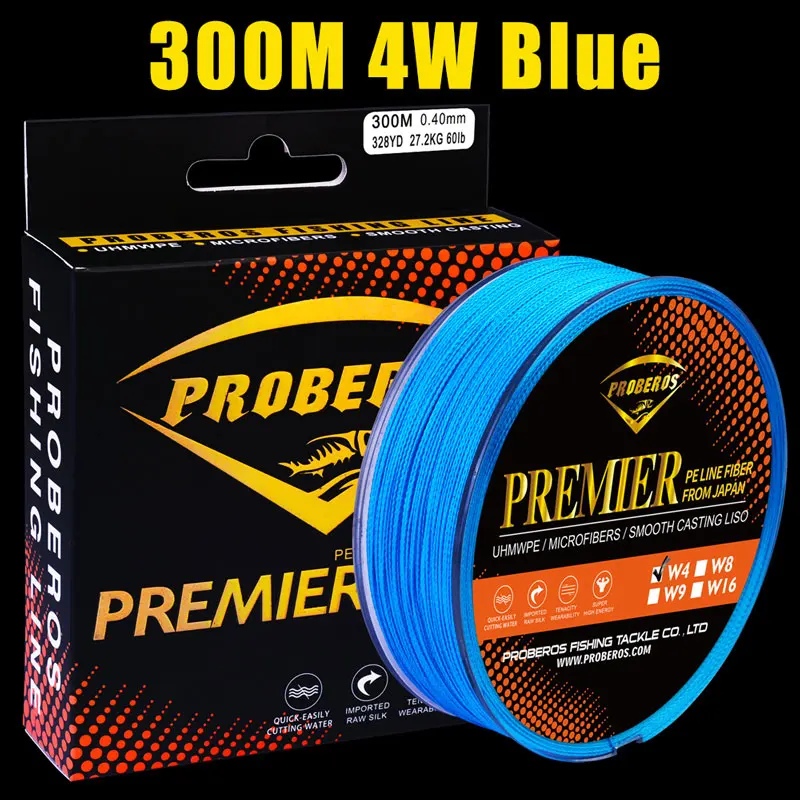 PROBEROS Fishing Line 300M Red/Green/Grey/Yellow/Blue 4 Weaves