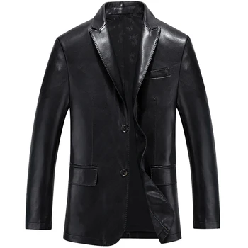 2018 primavera otoño nueva moda Cazadora Piel Hombre hombres chaqueta de cuero negro