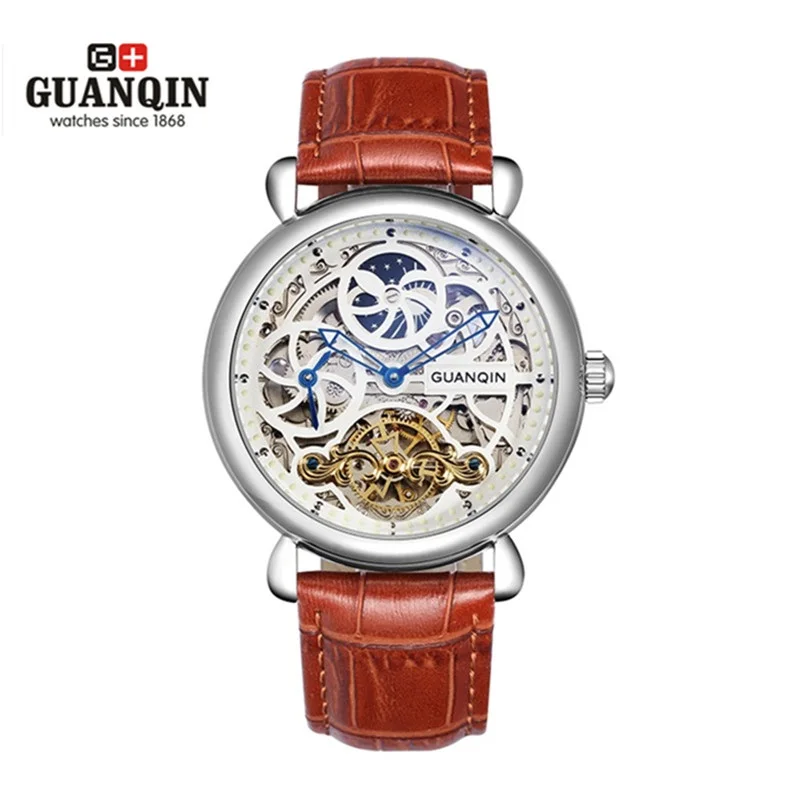 Famous Brand GUANQIN Men Mechanical Watch Sapphire Hollow Big Dial Watches Waterproof Male Dress Watches Relogio Masculino Reloj