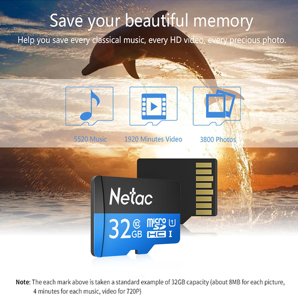  Netac P500 Class 10 32GB 32G 64GB 128GB TF Flash Memory Card Data Storage UHS-1 Up to 80/90MB/s mem