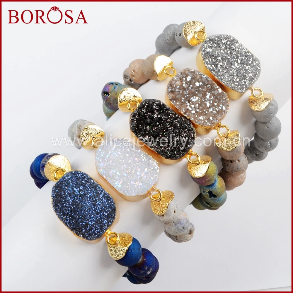 BOROSA 5 шт. новый золотой титановый браслет с 10 мм бусинами смешанные цвета s