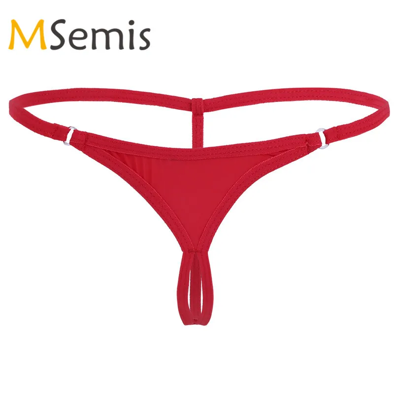

MSemis Women Sexy Lingerie Crotchless Bikini Underwear Underpants Semi See-through Open Butt Lingerie Panties Strap Tanga Thong