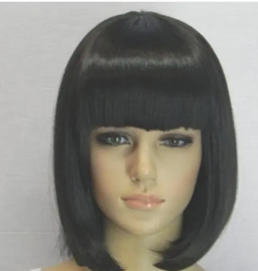 Short Black Cosplay Wig Anime Fashion Sexy Full Straight Synthetic Hair