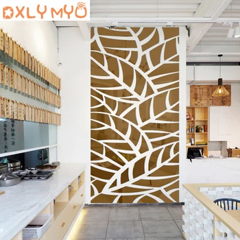 

3D Acrylic Mirror Wall Stickers Abstract Green Plant Leaves Wall Sticker Living Room Bedroom Entrance Wall Background Wall Decor