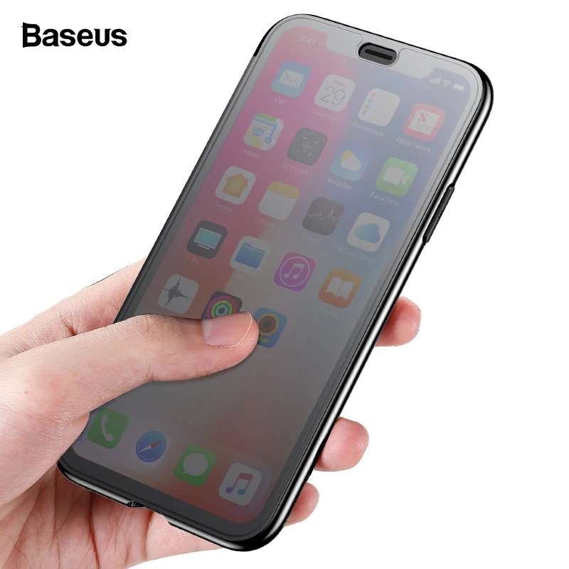 

Baseus Luxury Filp Case For iPhone XS Max XR Tempered Glass Full Protective Cover Mobile Phone Case For iPhone XS XR XS Max