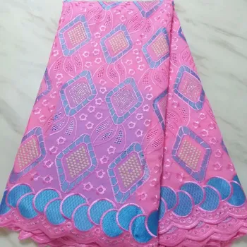 

Hot Sale African Cotton Swiss Voile Lace Fabric High Quality With Stones Swiss Voile Lace /pink African Lace Fabric FF167-7