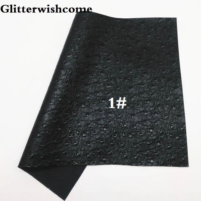Glitterwishcome 21X29 см A4 размер винил для бантов тисненая кожа страуса Fabirc искусственная кожа листы для бантов, GM152A - Цвет: 1