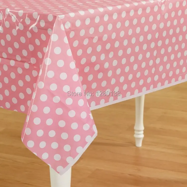 Pink Plastic Polka Dot Party Tablecloth Wedding Plastic Table Cover