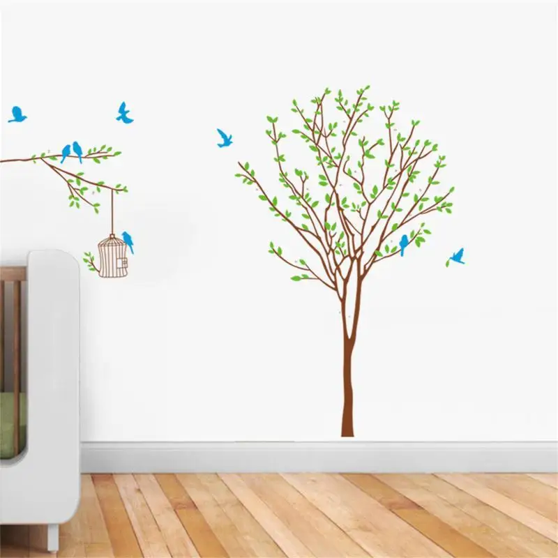 

family warm color Brids Birdcage Tree classical style home wedding decoration wall stickers decor gifts sticker