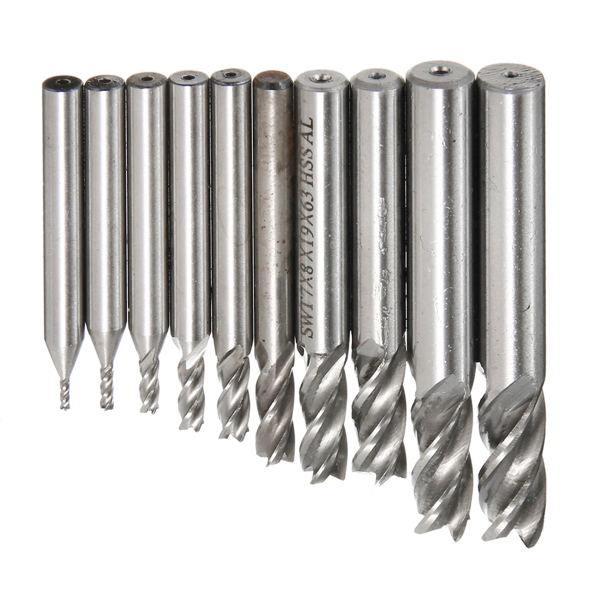 10Pcs Straight Shank End Mill 4 Flute HSS Drill Bit Sets For CNC Milling Cutter Tool 1.5/2/3/4/5/6/7/8/9/10mm