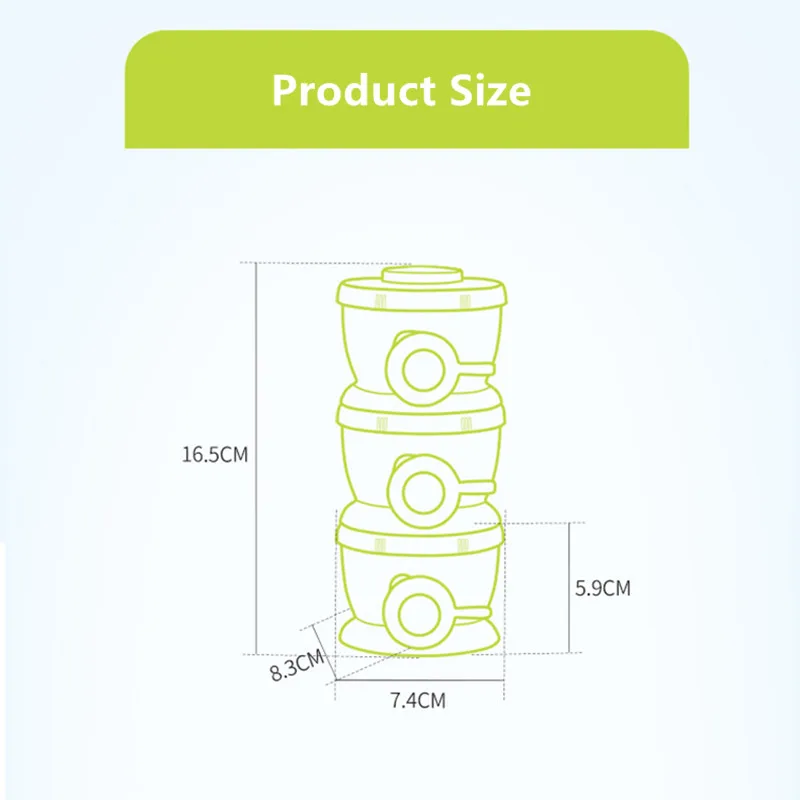Babytry Infant Baby 3 Layers Food Container Portable Formula Dispenser Bottle Accessories Milk Powder Storage Box For Children