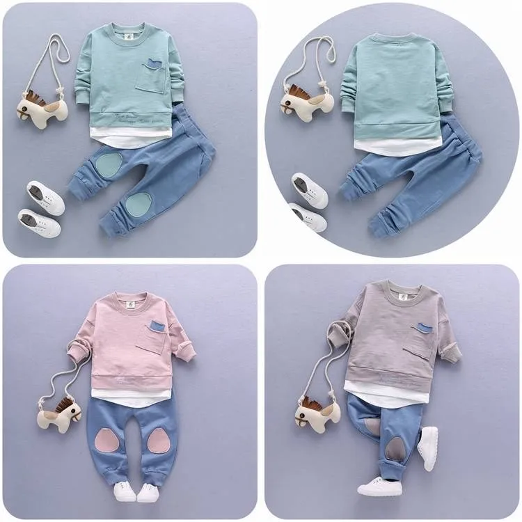 Комплект одежды из 2 предметов для маленьких мальчиков, Детская рубашка для маленьких мальчиков, Топы+ штаны, повседневная одежда, осенне-летняя одежда для детей 1-4 лет