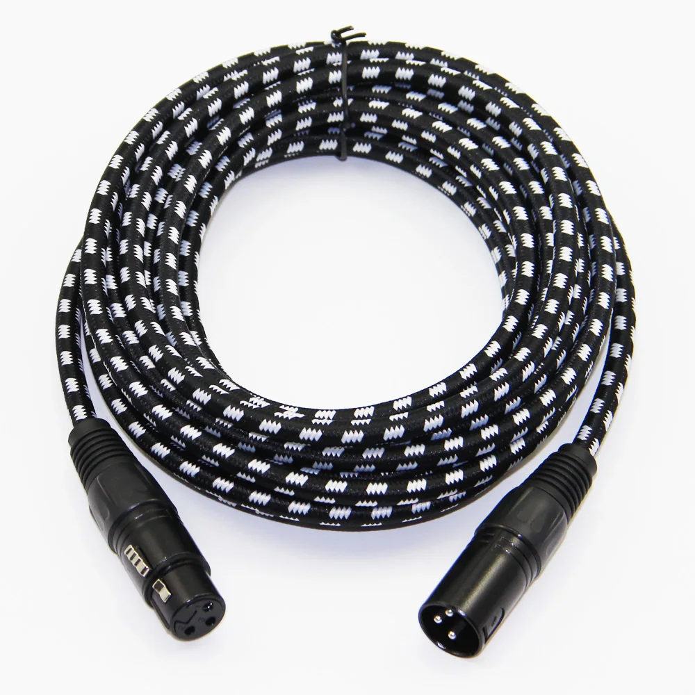 Nylon Braided XLR Cable Male to Female M/F 3pin jack Multi Shielding